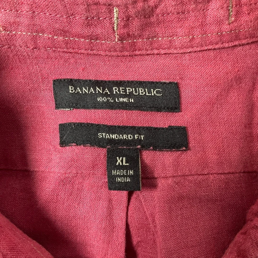 Banana Republic Shirt Mens XL Pink 100% Linen Standard Fit Coastal Minimalist XL
